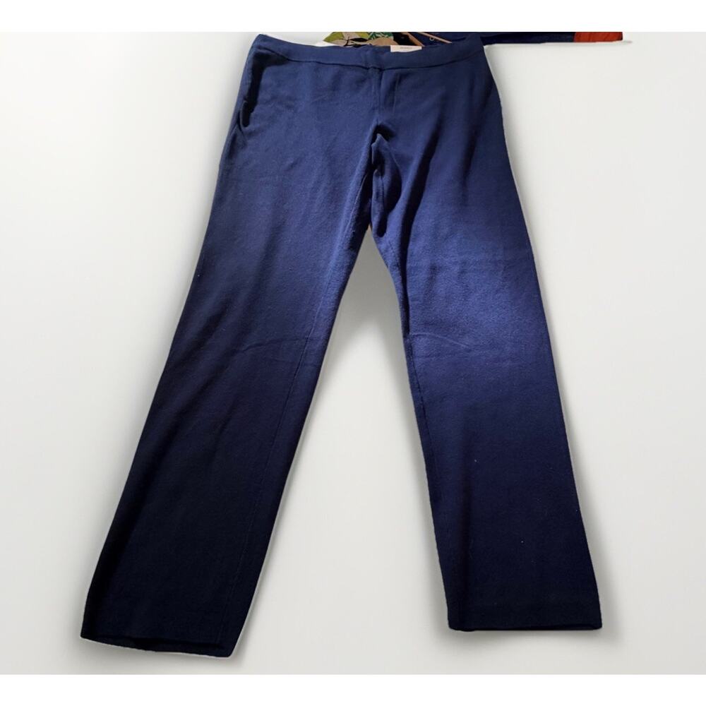 Chico's Zenergy Full Needle Rib Pants Women 3 Tall Deep Navy Straight Leg NWT